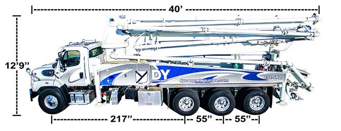 DY Concrete Pumps 43X-5RZ concrete boom pump with dimensions