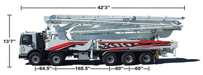 DY Concrete Pumps 57-M concrete boom pump with dimensions
