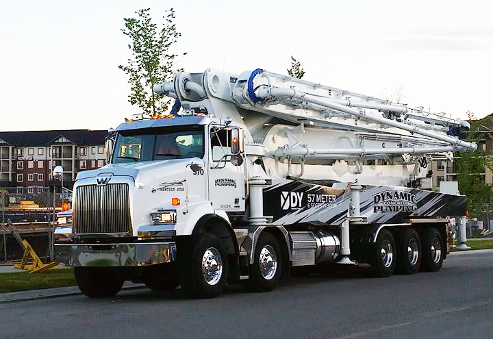 Dynamic Concrete Pumping 57 meter 6 section RZ-fold boom pump manufactured by DY Concrete Pumps