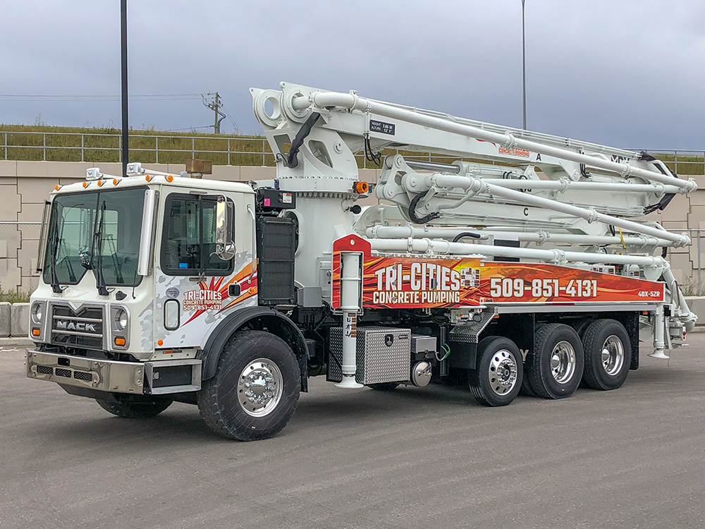 Tri-Cities 40X-5ZR concrete boom pump manufactured by DY Concrete Pumps