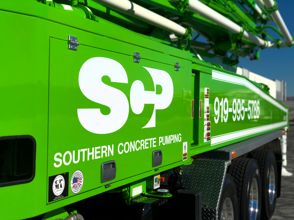 Southern Concrete Pumping's DY concrete pump outside of the WOC event
