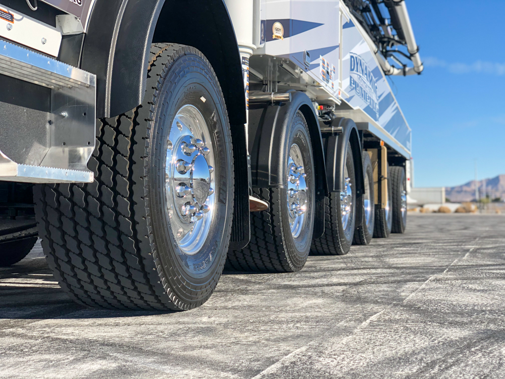 wheels on a DY concrete pump outside of the WOC event
