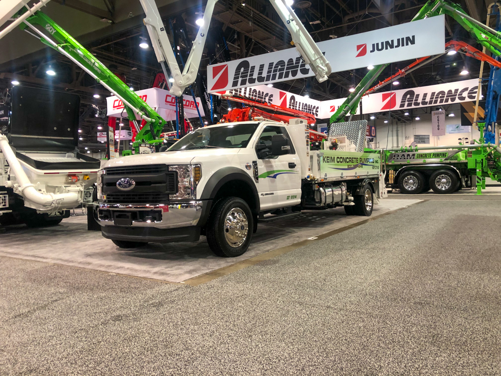 a DY Concrete Pumps CTY-100 line pump on display at the WOC event