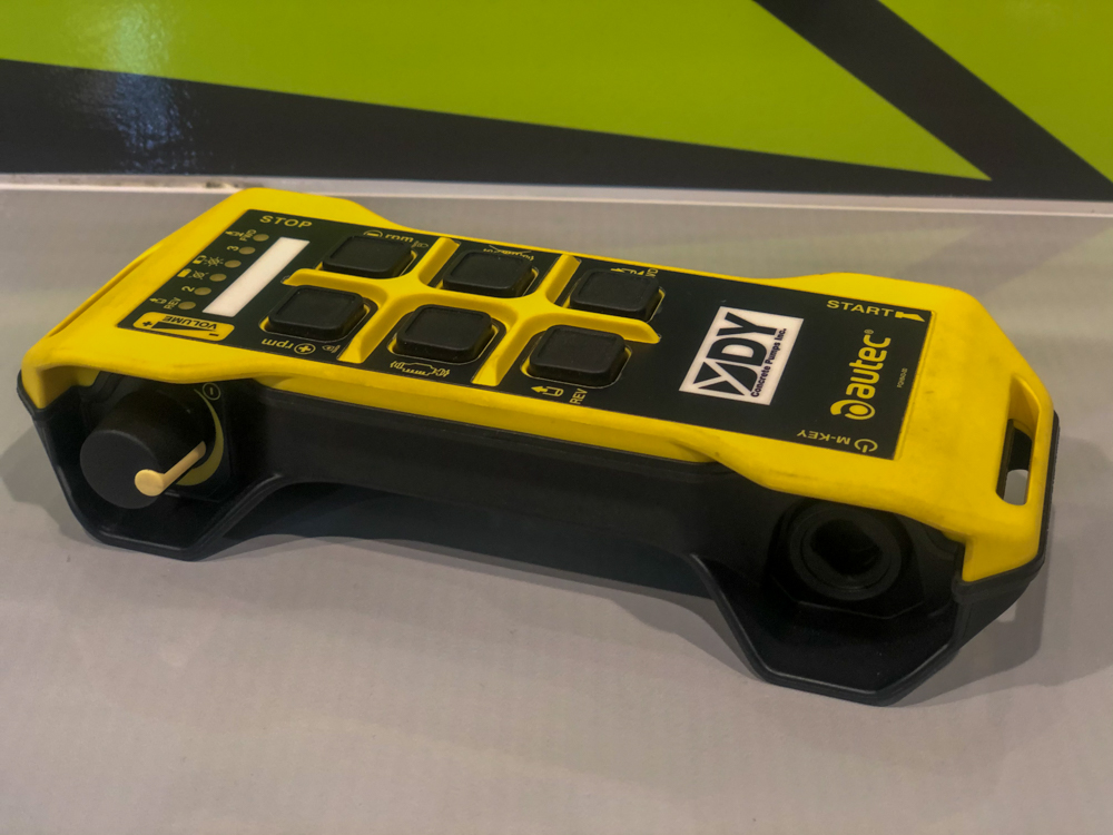 Keim Concrete Pumping CTY-100 line pump control on display inside of the WOC event