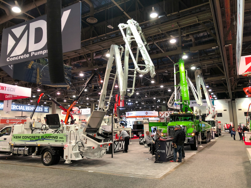 DY Concrete Pumps CTY-100 line pump on display inside of the WOC event