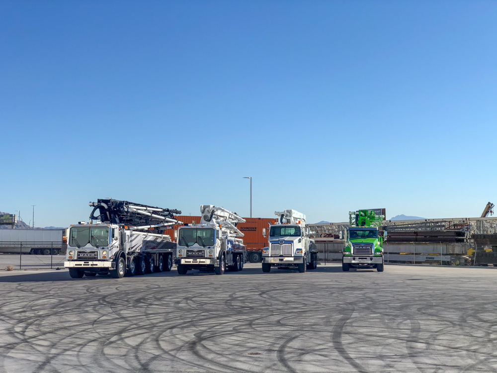 different DY concrete pumps on display at the WOC event