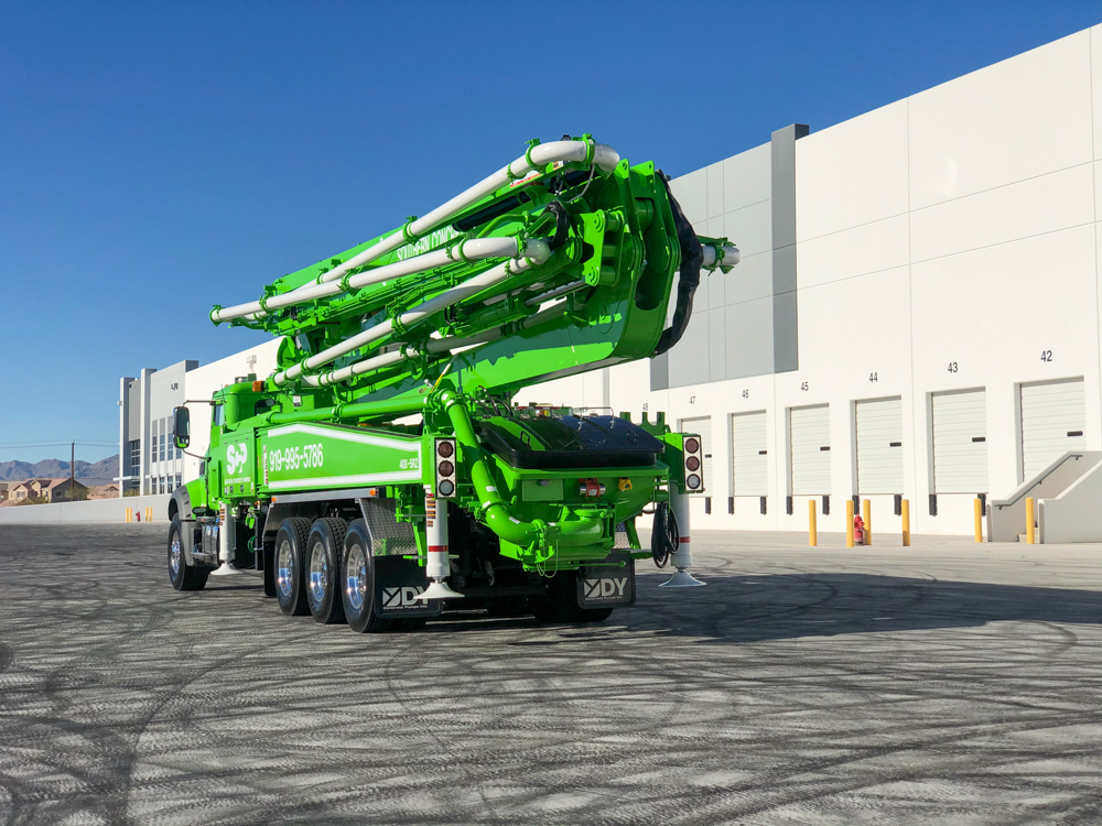 Southern Concrete Pumping green DY concrete boom pump at the WOC event