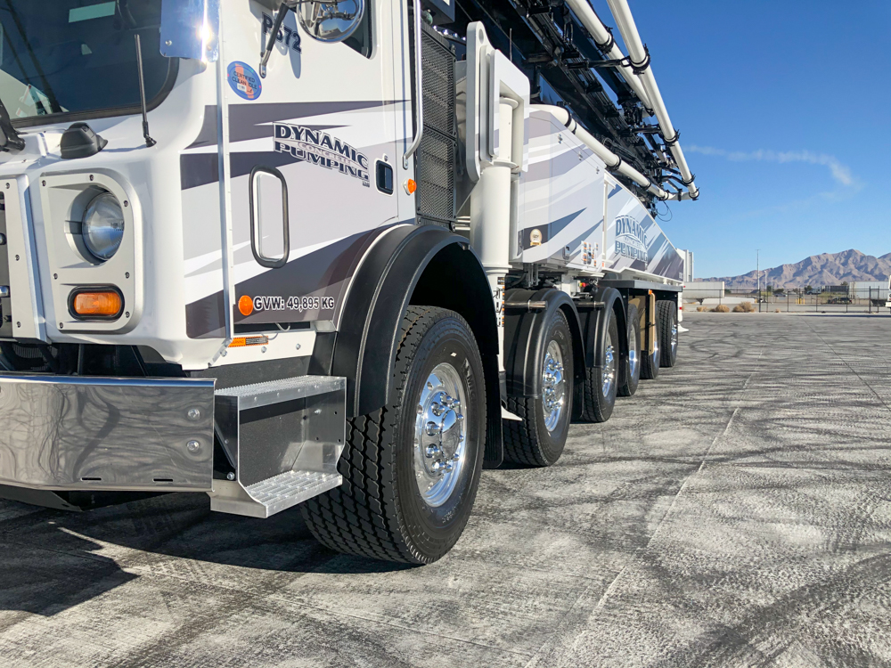 side of Dynamic Concrete Pumping pump truck made by DY Concrete Pumps